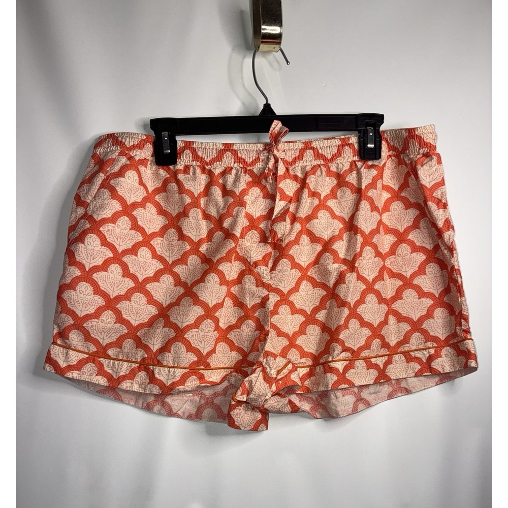 Roller Rabbit Shorts XL Women's Pajama Sleep Orange White Floral All Over Print